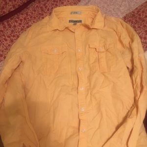 Express yellow linen shirt fitted m medium men’s